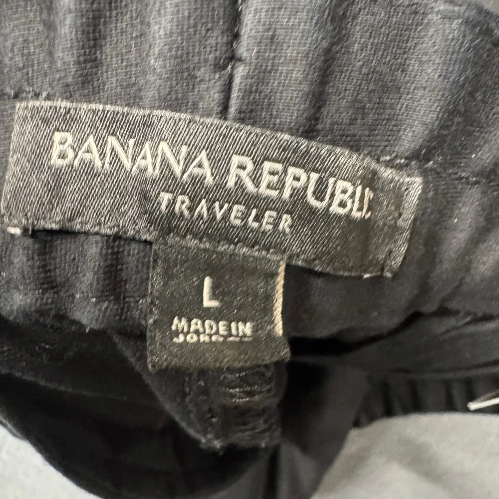 Banana Republic Traveler Joggers Mens Large Relaxed Tapered Fit Black Organic‎